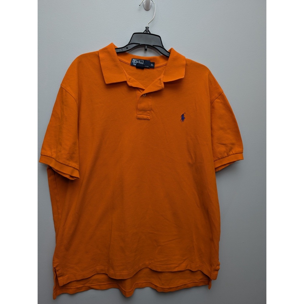 C9 Polo Ralph Lauren XL Polo‎ Shirt Mens Large Orange Short Sleeve Blue Pony
